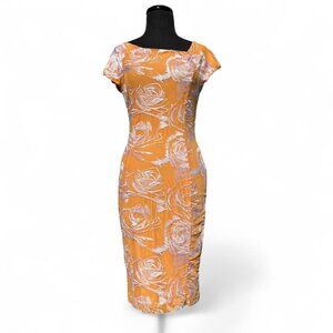 Eva Mendes for New York & Company Pastel Orange Floral Midi Dress, 2